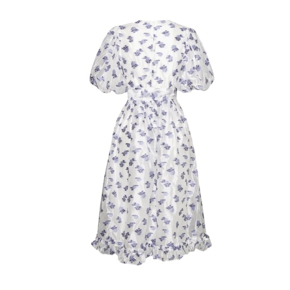 Sister Jane Pearl Floret Midi Dress Blue and White Sz S